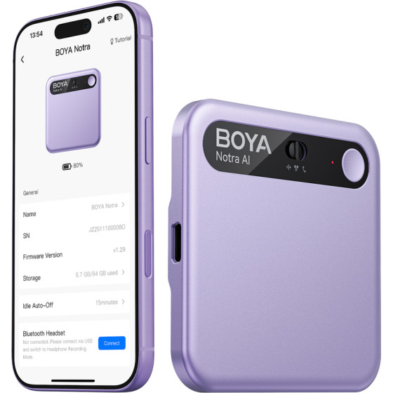 BOYA Notra Voice Recorder With Ai Transcription - Purple Notra,Purple - (BOYA Notra Purple)