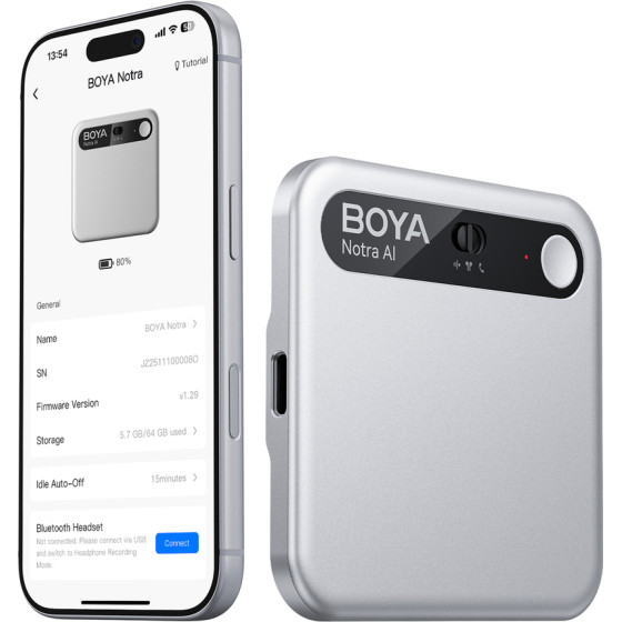 BOYA Notra Voice Recorder With Ai Transcription - Silver Notra,Silver - (BOYA Notra Silver)