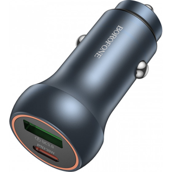 Borofone Car Charger BZ32B Fresh, 48W, 3A, 1 x USB-A - 1 x USB-C, Grey