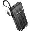 Hoco Powerbank 10000 Mah 2A With Four built-In Cables Usb A + Usb C+ Lightning + Micro Usb J146 black