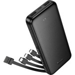 Hoco Powerbank 10000 Mah 2A With Four built-In Cables Usb A + Usb C+ Lightning + Micro Usb J163 black
