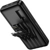 Hoco Powerbank 10000 Mah 2A With Four built-In Cables Usb A + Usb C+ Lightning + Micro Usb J163 black