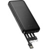 Hoco Powerbank 10000 Mah 2A With Four built-In Cables Usb A + Usb C+ Lightning + Micro Usb J163 black