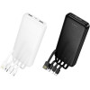 Hoco Powerbank 10000 Mah 2A With Four built-In Cables Usb A + Usb C+ Lightning + Micro Usb J163 black