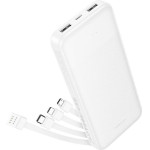 Hoco Powerbank 10000 Mah 2A With Four built-In Cables Usb A + Usb C+ Lightning + Micro Usb J163 white