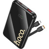 Hoco Powerbank 10000 Mah Qc Pd 22,5W With built-In Cables Usb C + Lightning Q37 black