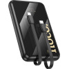 Hoco Powerbank 10000 Mah Qc Pd 22,5W With built-In Cables Usb C + Lightning Q37 black