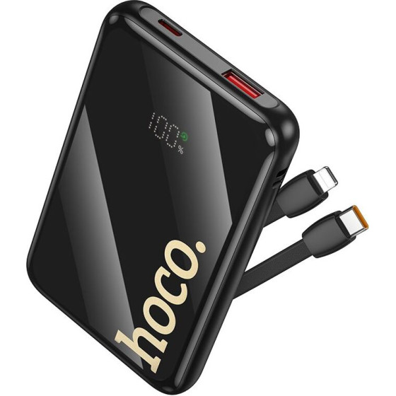 Hoco Powerbank 10000 Mah Qc Pd 22,5W With built-In Cables Usb C + Lightning Q37 black