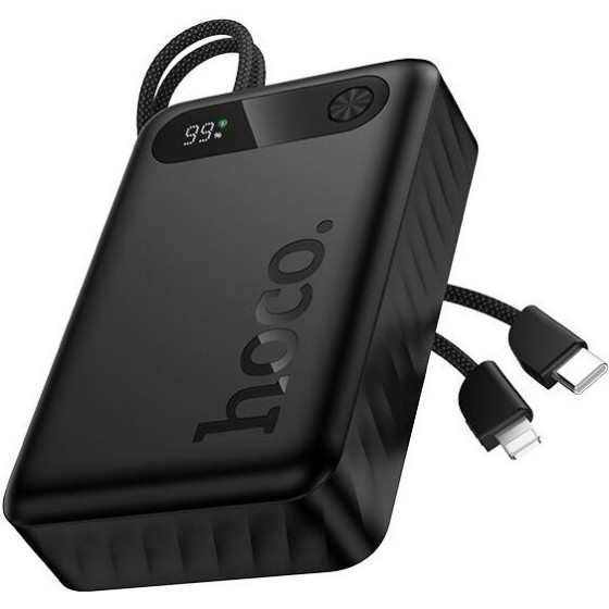 Hoco Powerbank 20000 Mah Qc Pd 2A 22,5W With built-In Cables Usb C + Lightning J171A black