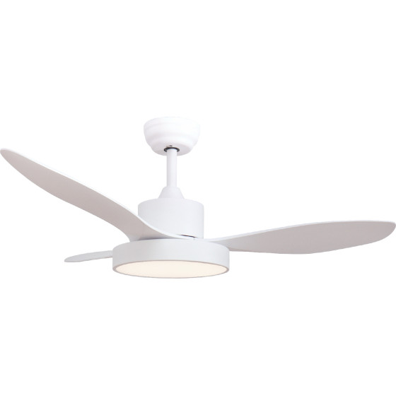 Aca Ceiling Fan With Light Dim Mat White 3 Blades Abs Remote Control Timer Led 22W 40W - (FANRX48013W)