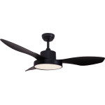 Aca Ceiling Fan With Light Dim Mat Black 3 Blades Abs Remote Control Timer Led 22W 40W - (FANRX48013B)