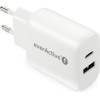 EVERACTIVE Charger 1 x Usb Quick Charge 3.0, 1 x USB-C Pd Pps 25W White - (SC-370Q)
