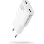 EVERACTIVE Charger 2 x USB-C Quick Charge 4+ 30W Super Slim White - (SC-385Q)