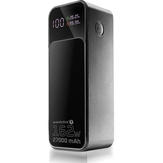 EVERACTIVE Powerbank 27 000mAh, 1x USB, 2x USB-C, 162,5W, QC4+, flashlight, Lcd screen, Black - (EB-27Q)