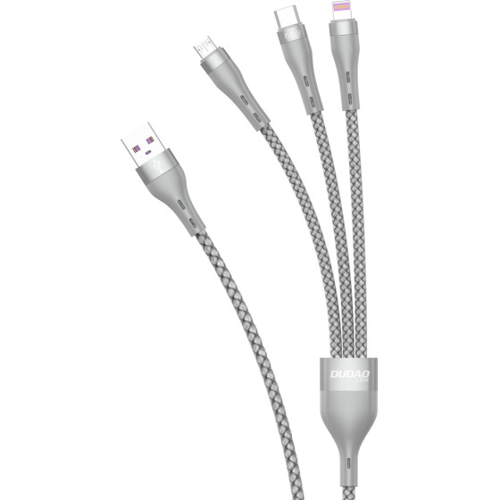 Dudao 3in1 Usb Cable - Lightning / Microusb / Usb Type C 65W 1.2m Gray (L20X) 6973687242220 - (L20X-Grey)