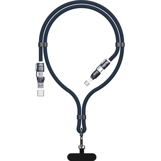 Dudao L20MAx 65W 4-in-1 Cable With Lanyard USB-C To USB-C With Lightning And USB-A Adapters - Blue - (L20MAx blue)