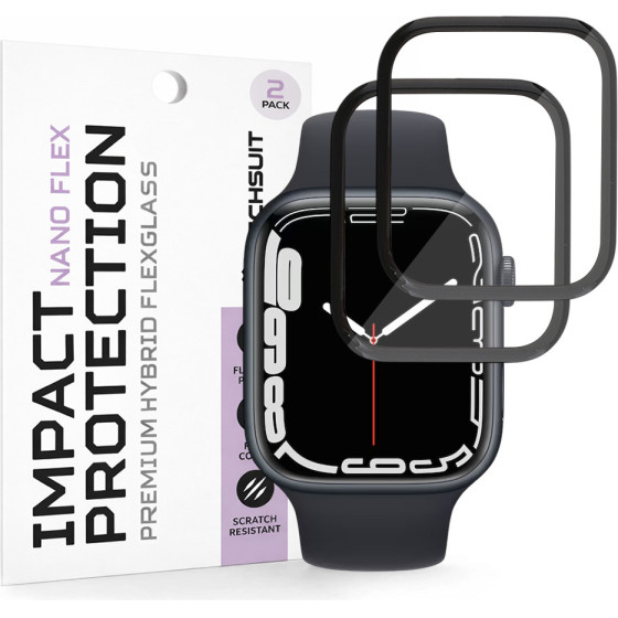 Techsuit - Nano Flex (2 pack) - Apple Watch 7 / 8 / 9 45mm - Black