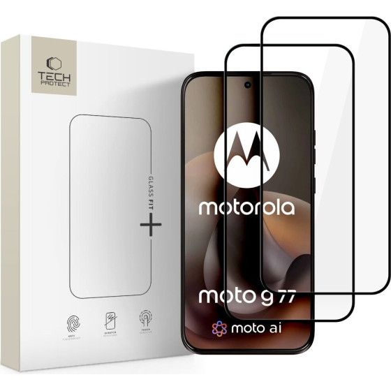 Tech-Protect Szklo Hartowane Glass FIT+ 2-Pack Motorola Moto G67 / G77 BLACK