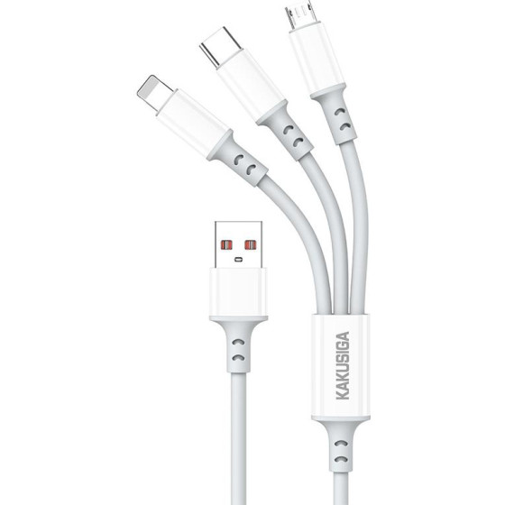 Kakusiga ������� Usb �� USB-C/Lightning/Micro Usb 5A, 480Mbps, 1.2m, ����� - (KSC-1025)