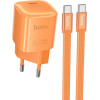 Hoco ��������� �������� 1xUSB-C PD45W Gan Qc �� ������� USB-C �� USB-C 1.2m Braided ��������� - (DC148 Ridge)