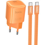 Hoco ��������� �������� 1xUSB-C PD45W Gan Qc �� ������� USB-C �� USB-C 1.2m Braided ��������� - (DC148 Ridge)