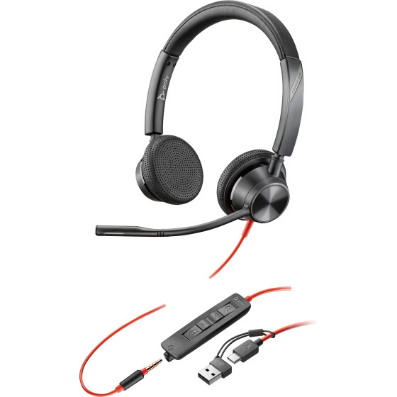 HP Poly Headset Blackwire C3325 Stereo USB-C/A & 3.5 mm - (8X221AA)