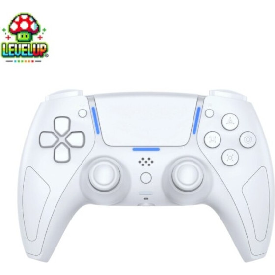LevelUp Phantom X �������� Bluetooth Controller ��� PS5 / PC / Android / iOS �� Hall Effect �������, ������ & LED Light Bar - Frost White - (05052)