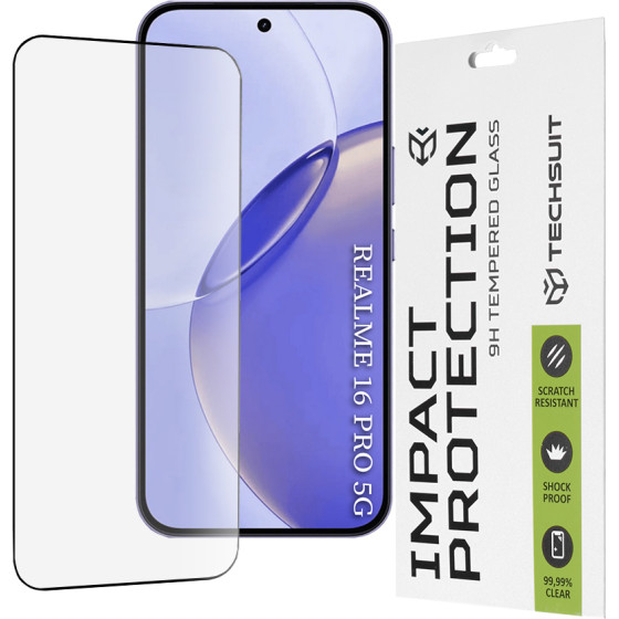 Techsuit - 111D Full Cover / Full Glue Glass - Realme 16 Pro - Black