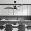 Aca Ceiling Fan Dim BLACK-Grey With 3 Blades Solidwood Remote Control & Timer Led 24W 2400L Dc 45W 1320mm - (FANGS2363B)