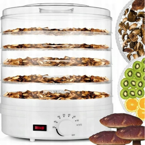 EXTRALINK Home Suszarka Do Grzybow Owocow Warzyw Ziol Spozywcza Duza Mocna Pro 500W + 5 Sit 27CM Biala - (EX.91643)