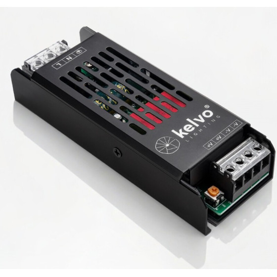 Kelvo Lighting Kelvo Iluma Slim �����������/��������������� Class I Pelv 60W 2.5A Ac 220-240V �� Dc 24V IP20 - ���� ������� ��� - �13.3 x �4.8 x �2.8cm - 5 ������ ������� - (KLV-107-0012)