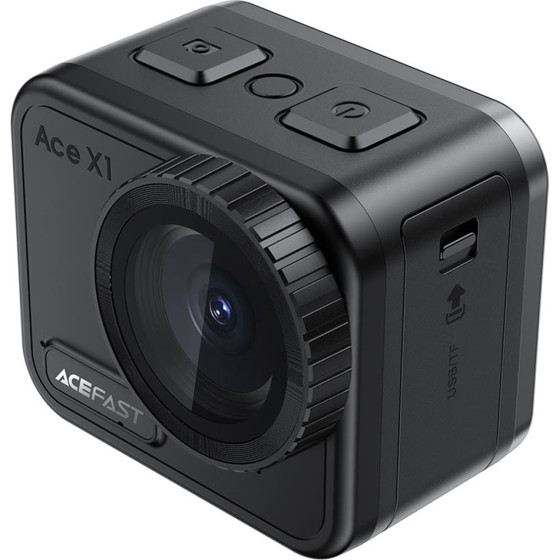 Acefast - Action Camera (X1) - 4K, 20MP, Wi-Fi, Eis Stabilization, 2.1'' Touchscreen, IPX8 21m Waterproof - Black