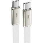 Acefast - Data Cable (C24-03) - Type-C To Type-C, Fast Charging, 60W, Ultra-Thin Flat Design, Nylon Braided, 1.2m - White