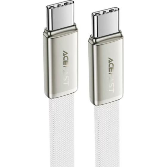 Acefast - Data Cable (C24-03) - Type-C To Type-C, Fast Charging, 60W, Ultra-Thin Flat Design, Nylon Braided, 1.2m - White