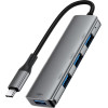 Acefast - Hub 4 In 1 (J15) - Type-C To 4x USB3.0, 5Gbps, Plug&Play, Aluminum Alloy, Nylon Braided Cable - Metal Gray