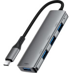 Acefast - Hub 4 In 1 (J15) - Type-C To 4x USB3.0, 5Gbps, Plug&Play, Aluminum Alloy, Nylon Braided Cable - Metal Gray