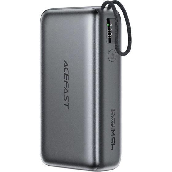 Acefast - Power Bank (M34) - With Telescopic Cable, Type-C, Fast Charge, PD45W, 20000mAh - Gray