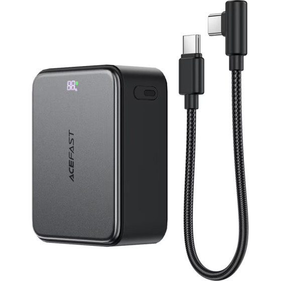 Acefast - Power Bank - With Type-C Cable, Fast Charge, 2x USB-C, USB, Display, Thermal System, 10000mAh, 22.5W - Black - (M28)