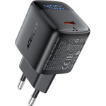 Acefast - Wall Charger (A135) - Type-C, GaN, Fast Charge, PD45W, Led Display, AC100-240V, 1.2A, 50Hz/60Hz, Eu Plug - Black