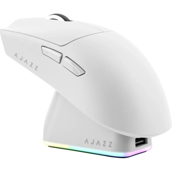 Ajazz AJ139P V3 Mc - Wireless Gaming Mouse - 1K, Magnetic Charging Dock, White - (AJ139P-V3-MC-WH)