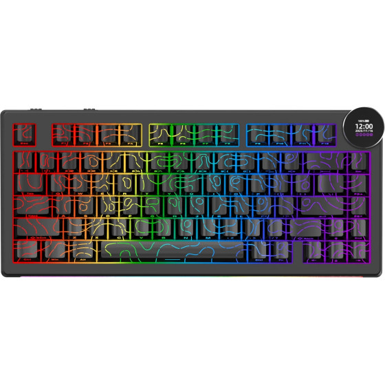 Ajazz Wireless Gaming Mechanical Keyboard AK820 V2 Pro - White Peach Switch [Linear] (English US), Black - (AJ-AK820-V2-PRO-WPS-SE-BK)