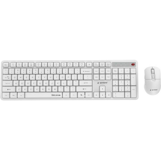 Gembird Silent Key Pro Business Wireless Desktop Set Us Layout White - (KBS-WMS-01-W)