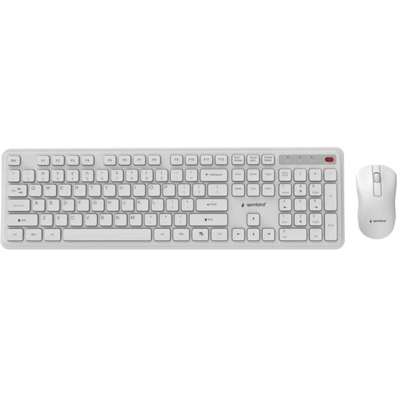 Gembird Slim Pro Business Wireless Desktop Set Us Layout White - (KBS-WPS-01-W)