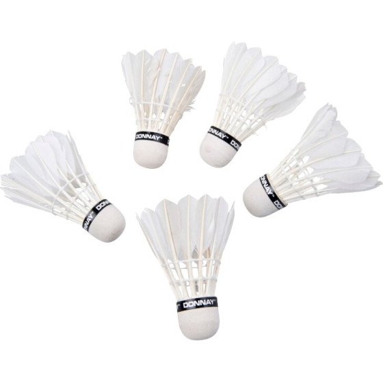 Donnay - Feather Badminton Shuttlecock 5 Pcs (White) - (8711252413990_WHITE)