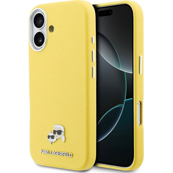 Karl Lagerfeld Case Apple Iphone 17, Pu K/C Heads Pins Magsafe /yellow/ - KLHMP17S6PFKCLY