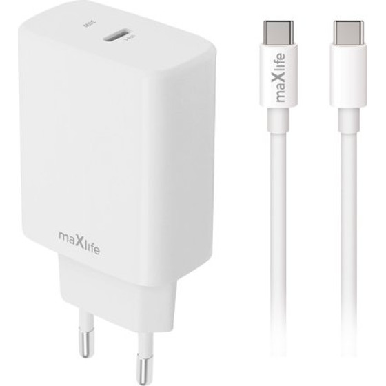 Maxlife Travel Fast Charger Pd Qc 30W + Data Cable Type C White - (MXTC-10-30CC)