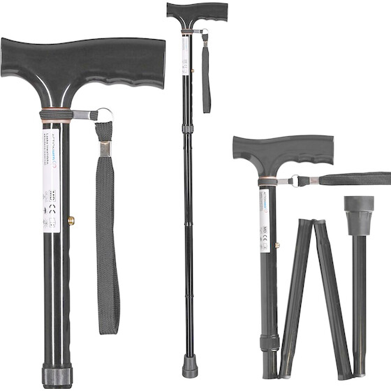 ActionMed Folding walking stick black - (LI100AM)