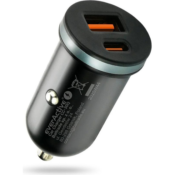 EVERACTIVE Car Charger Usb + USB-C Qc 3.0 Pd 35W - (CC-30Q)