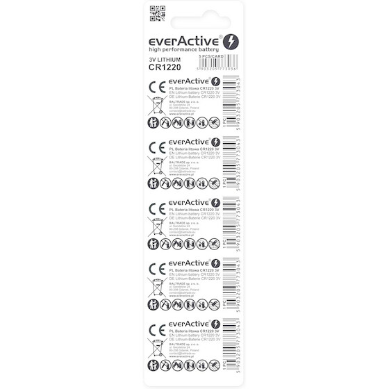 EVERACTIVE Lithium Battery Mini CR1220 - Blister 5 pcs. - (CR12205BL)