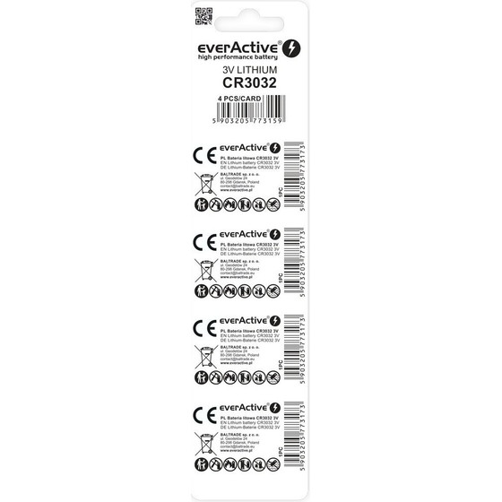 EVERACTIVE Lithium Battery Mini CR3032 - Blister 4 pcs. - (CR30324BL)
